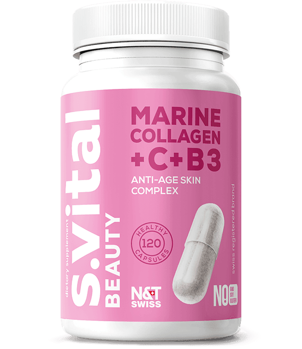 Marine Collagen 400 mg (Peptides) + Vitamin C 80 mg + Vitamin B3 16 mg — N&T Swiss product photo