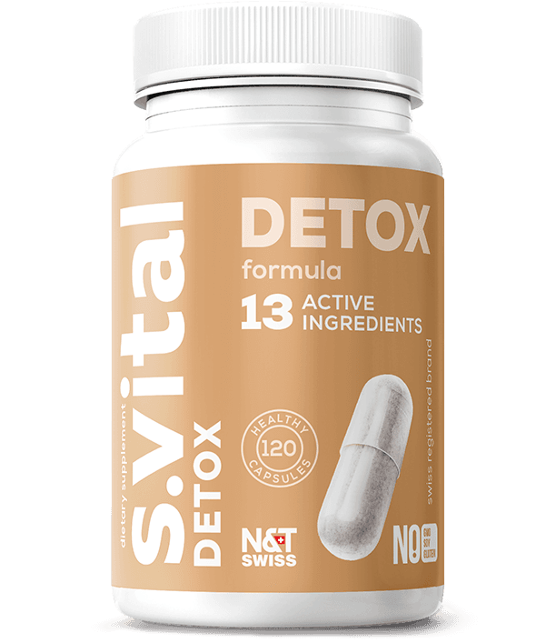 Detox formula (13 active ingredients: extracts & plant powders, vitamins & minerals, dietary fiber & probiotic) — N&T Swiss product photo