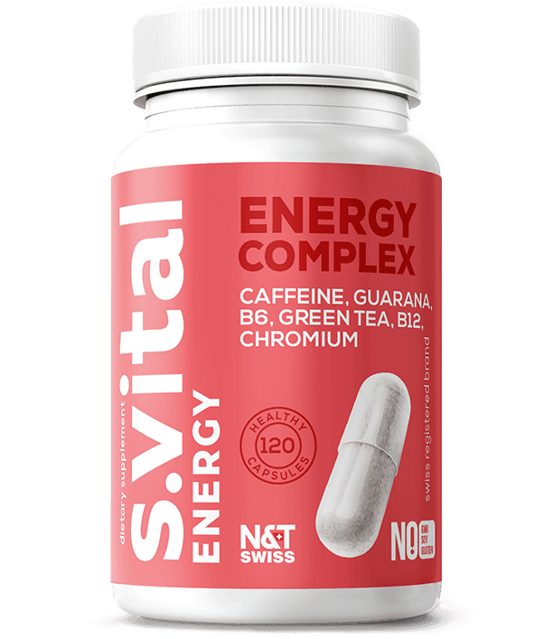 Energy complex (Caffeine 100 mg, Guarana 75 mg, Vit.B6 2 mg, Green Tea 50 mg, Vit.B12 10 μg, Chromium 15 μg) — N&T Swiss product photo