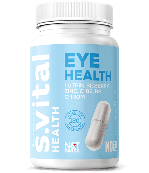 Eye Health (Lutein 10 mg, Vit.C 200 mg, Bilberry 200 mg, Zinc 25 mg, B3 20 mg, B2 5 mg Chrom. 100 mcg) — N&T Swiss product photo