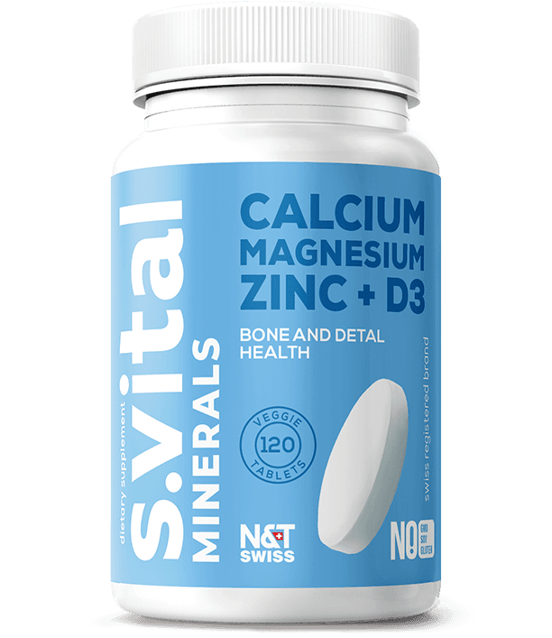 Calcium 500 mg + Magnesium 250 mg + Zinc 15 mg + D3 2,5 mcg — N&T Swiss product photo