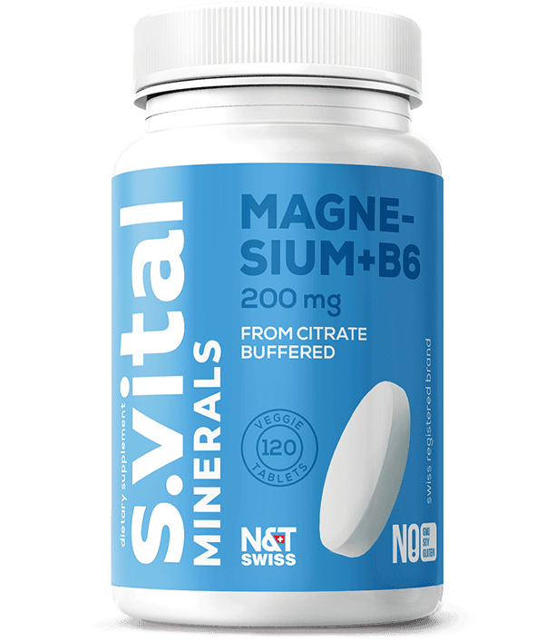 Magnesium 200 mg (from Citrate buffered) + Vitamin B6 5 mg — N&T Swiss product photo