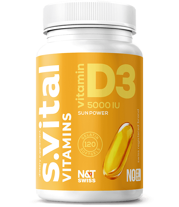 Vitamin D3 5000 IU (with olive oil) — N&T Swiss product photo